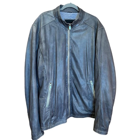 Westport Black Lightweight Leather Bomber Jacket by Lamarquwe Collection Sz 2X